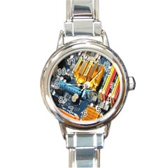 Technology Computer Chips Gigabyte Round Italian Charm Watch by Nexatart