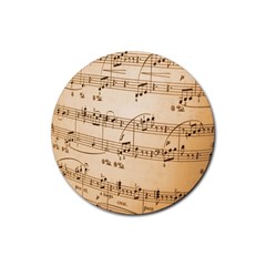 Music Notes Background Rubber Coaster (round)  by Nexatart