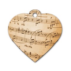 Music Notes Background Dog Tag Heart (two Sides) by Nexatart