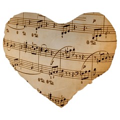 Music Notes Background Large 19  Premium Heart Shape Cushions by Nexatart