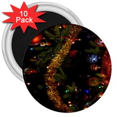 Night Xmas Decorations Lights  3  Magnets (10 Pack)  by Nexatart