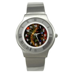 Night Xmas Decorations Lights  Stainless Steel Watch by Nexatart