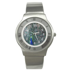 Peacock Four Spot Feather Bird Stainless Steel Watch by Nexatart