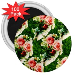 Floral Collage 3  Magnets (100 Pack)