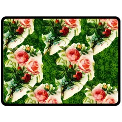 Floral Collage Double Sided Fleece Blanket (large)  by Nexatart