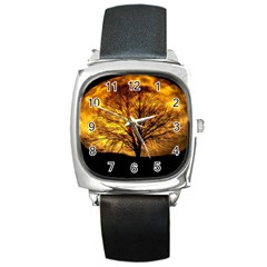 Moon Tree Kahl Silhouette Square Metal Watch