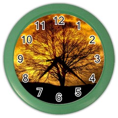 Moon Tree Kahl Silhouette Color Wall Clocks