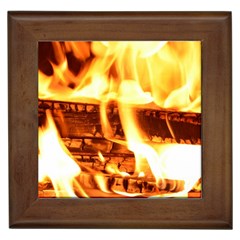 Fire Flame Wood Fire Brand Framed Tiles by Nexatart