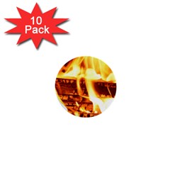 Fire Flame Wood Fire Brand 1  Mini Buttons (10 Pack)  by Nexatart