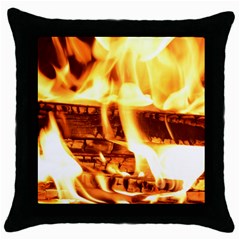 Fire Flame Wood Fire Brand Throw Pillow Case (black) by Nexatart