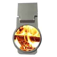 Fire Flame Wood Fire Brand Money Clips (round)  by Nexatart