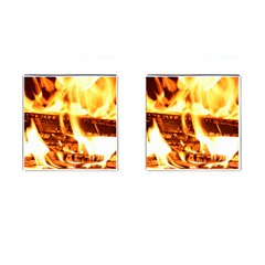 Fire Flame Wood Fire Brand Cufflinks (square) by Nexatart