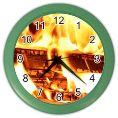 Fire Flame Wood Fire Brand Color Wall Clocks by Nexatart