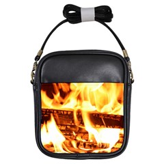 Fire Flame Wood Fire Brand Girls Sling Bags by Nexatart