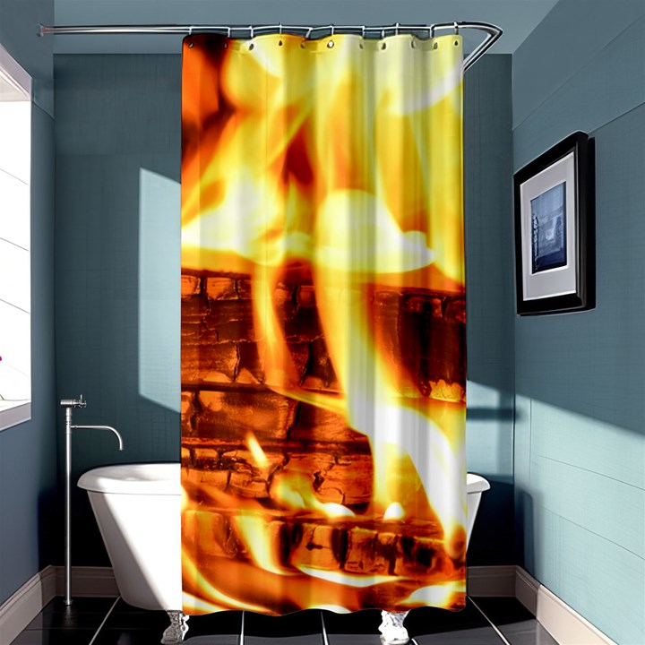 Fire Flame Wood Fire Brand Shower Curtain 36  x 72  (Stall) 