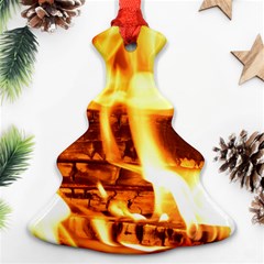 Fire Flame Wood Fire Brand Christmas Tree Ornament (two Sides) by Nexatart