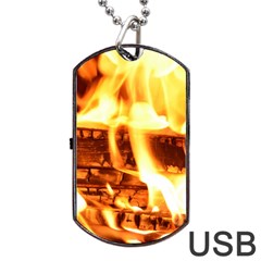 Fire Flame Wood Fire Brand Dog Tag Usb Flash (two Sides) by Nexatart