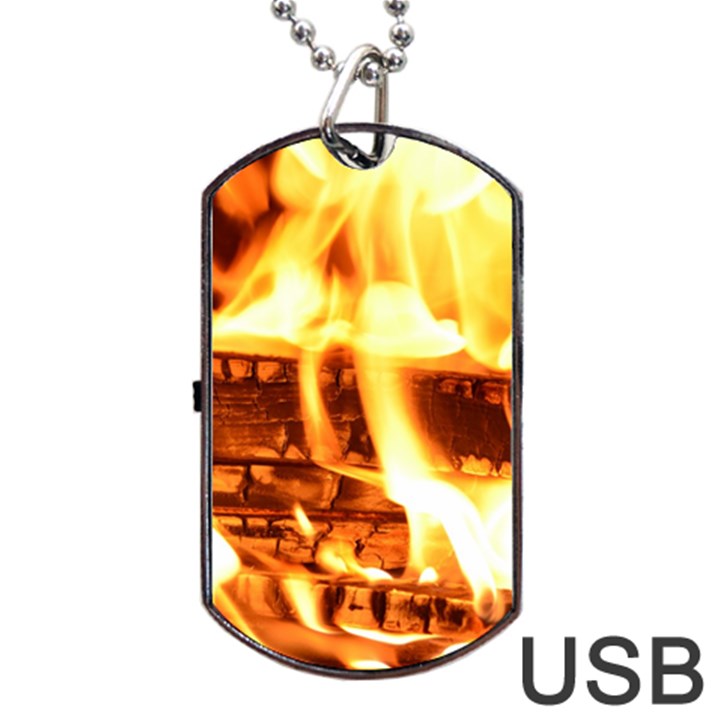 Fire Flame Wood Fire Brand Dog Tag USB Flash (Two Sides)