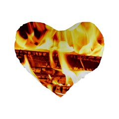 Fire Flame Wood Fire Brand Standard 16  Premium Heart Shape Cushions by Nexatart