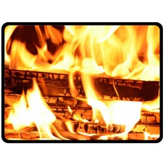 Fire Flame Wood Fire Brand Double Sided Fleece Blanket (large)  by Nexatart