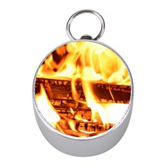 Fire Flame Wood Fire Brand Mini Silver Compasses by Nexatart