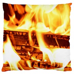 Fire Flame Wood Fire Brand Large Flano Cushion Case (one Side) by Nexatart