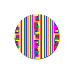 Rainbow Geometric Design Spectrum Magnet 3  (round) by Nexatart