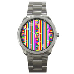 Rainbow Geometric Design Spectrum Sport Metal Watch by Nexatart