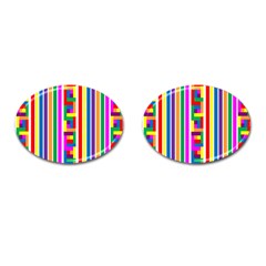 Rainbow Geometric Design Spectrum Cufflinks (oval) by Nexatart