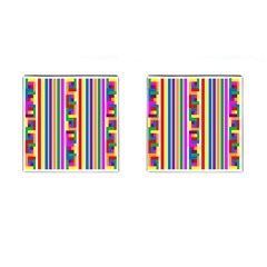 Rainbow Geometric Design Spectrum Cufflinks (square) by Nexatart