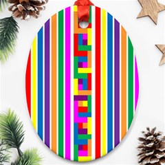 Rainbow Geometric Design Spectrum Oval Ornament (two Sides) by Nexatart