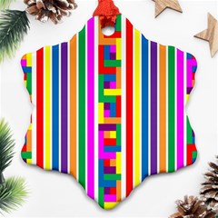 Rainbow Geometric Design Spectrum Snowflake Ornament (two Sides) by Nexatart