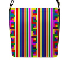 Rainbow Geometric Design Spectrum Flap Messenger Bag (l)  by Nexatart