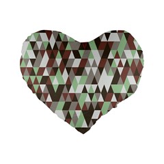 Pattern Triangles Random Seamless Standard 16  Premium Flano Heart Shape Cushions by Nexatart