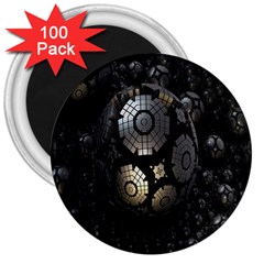 Fractal Sphere Steel 3d Structures 3  Magnets (100 Pack)