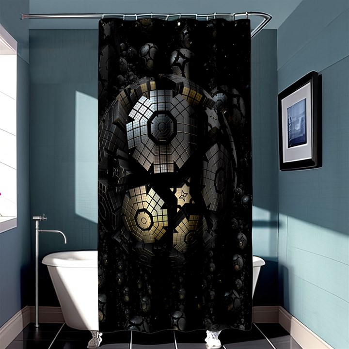 Fractal Sphere Steel 3d Structures Shower Curtain 36  x 72  (Stall) 