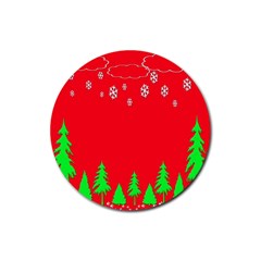 Merry Christmas Rubber Round Coaster (4 Pack)  by Nexatart