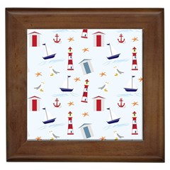 Seaside Beach Summer Wallpaper Framed Tiles by Nexatart