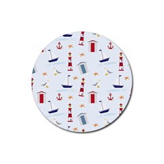 Seaside Beach Summer Wallpaper Rubber Round Coaster (4 Pack) 