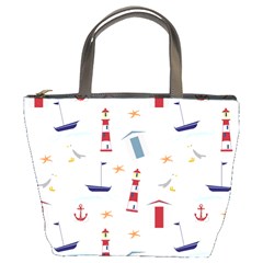 Seaside Beach Summer Wallpaper Bucket Bags by Nexatart