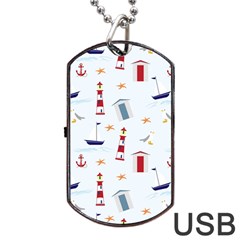 Seaside Beach Summer Wallpaper Dog Tag Usb Flash (one Side) by Nexatart