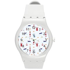 Seaside Beach Summer Wallpaper Round Plastic Sport Watch (m) by Nexatart