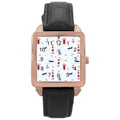 Seaside Beach Summer Wallpaper Rose Gold Leather Watch  by Nexatart