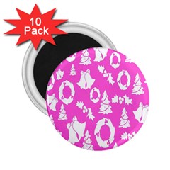 Pink Christmas Background 2 25  Magnets (10 Pack) 