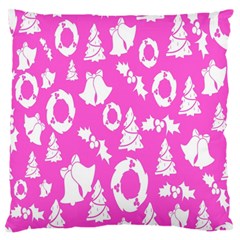 Pink Christmas Background Large Flano Cushion Case (two Sides) by Nexatart