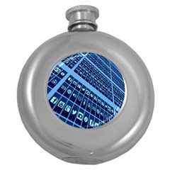 Mobile Phone Smartphone App Round Hip Flask (5 Oz) by Nexatart