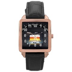 Interior Car Vehicle Auto Rose Gold Leather Watch  by Nexatart