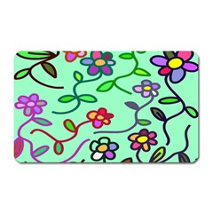 Flowers Floral Doodle Plants Magnet (rectangular) by Nexatart