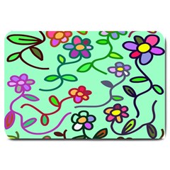 Flowers Floral Doodle Plants Large Doormat  by Nexatart