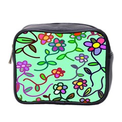 Flowers Floral Doodle Plants Mini Toiletries Bag 2-side by Nexatart